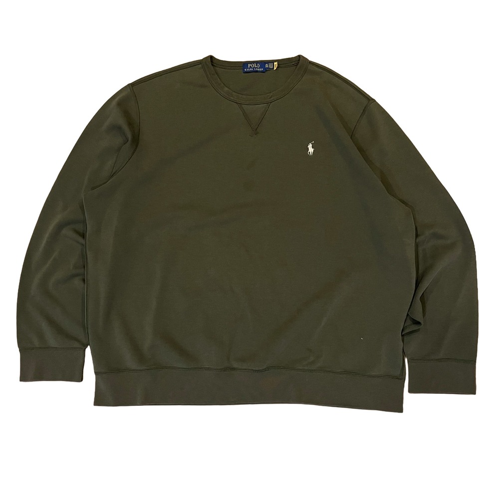 Polo Ralph Lauren Men Fleece Pullover Sweatshirt XXL Dark Green Crew Neck Logo